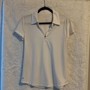 NWT New IDEOLOGY Women's Active Reflective V-neck T-shirt White